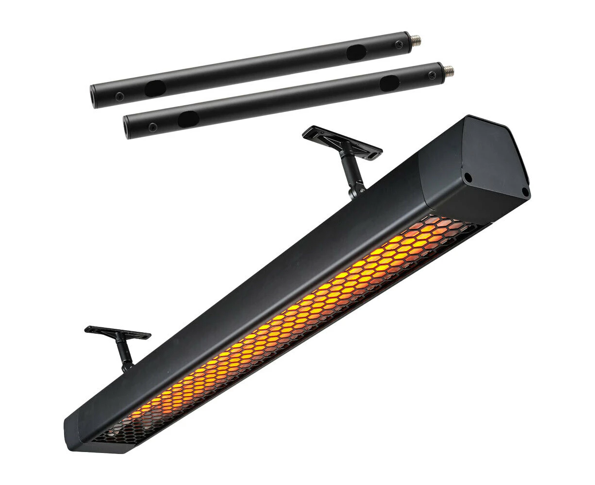 Heatstrip 3200W Intense Electric Heater & 2pc 120cm Heater Ext Mount Poles Black