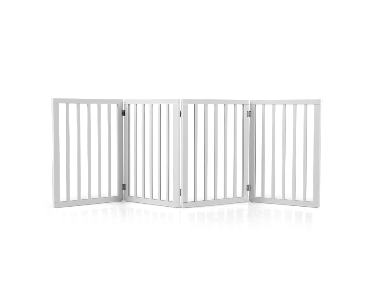 Petzly Pet Gate Dog Fence Safety Barrier Security Door 4 Panel 61cm White