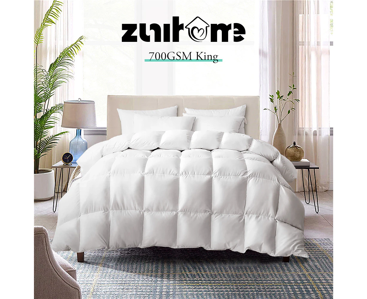 ZUNI Goose Down Duvet Quilt 700GSM Duvet Doona Winter Summer Quilt King