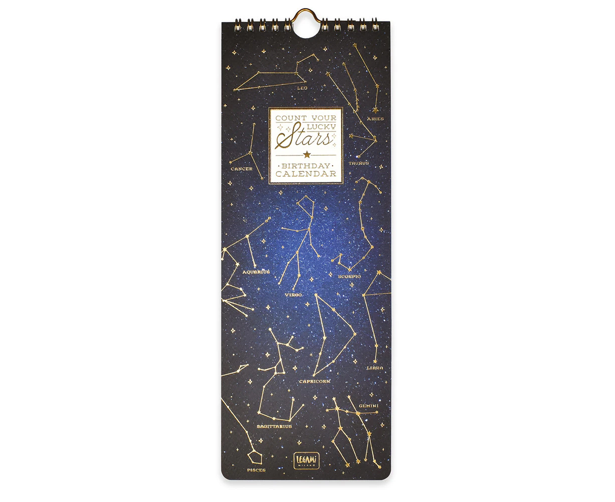 Legami Perpetual Birthday Zodiac Wall Hanging Calendar Count Your Lucky Stars