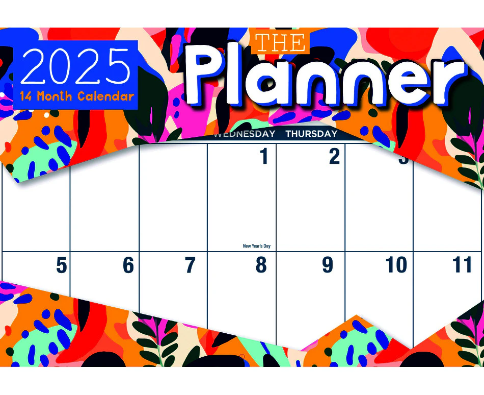 Planner - 2025 Rectangle Wall Calendar 16 Months by Design Group