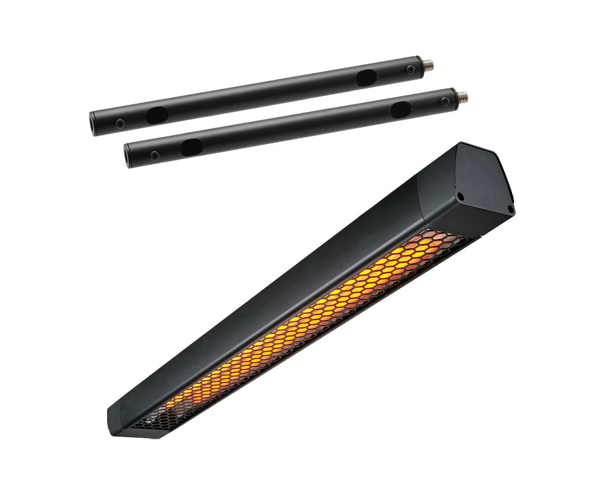 Heatstrip 2200W 9.2A 60Hz IPX5 Intense Heater & 2pc 30cm Heater Mount Poles BLK