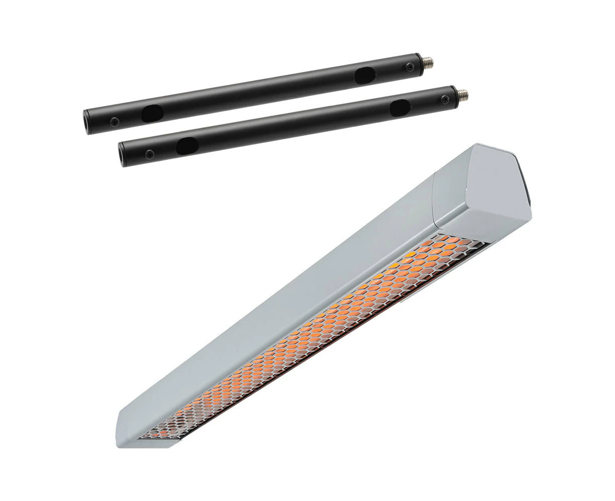 Heatstrip 2200W 9.2A 60Hz IPX5 Intense Heater WHT & 2pc 30cm Ext Mount Poles