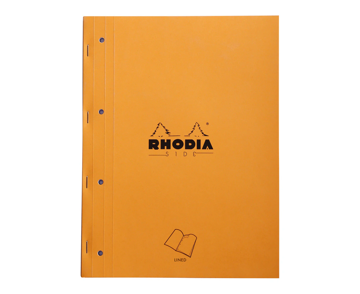 Rhodia Side Stapled A4+ Notepad w/ 4 Holes Office Stationery Ruled Orange