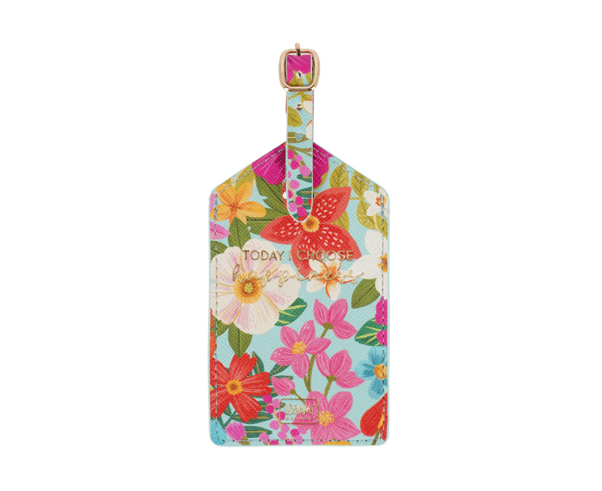 Legami PU Leather Suitcase Luggage Tag Label Personal Address/Nametag Flowers