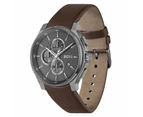 Hugo Boss Brown Leather Grey Dial Chronograph Men's Watch - 1514187