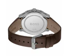 Hugo Boss Brown Leather Grey Dial Chronograph Men's Watch - 1514187