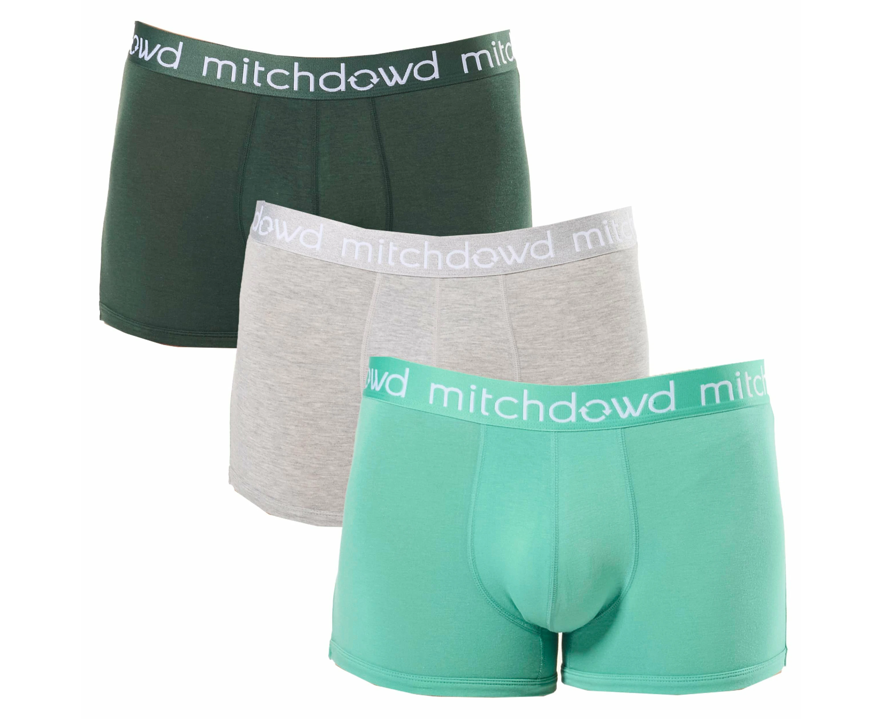 Mitch Dowd - Men's Bamboo Trunk 3 Pack - Green & Grey