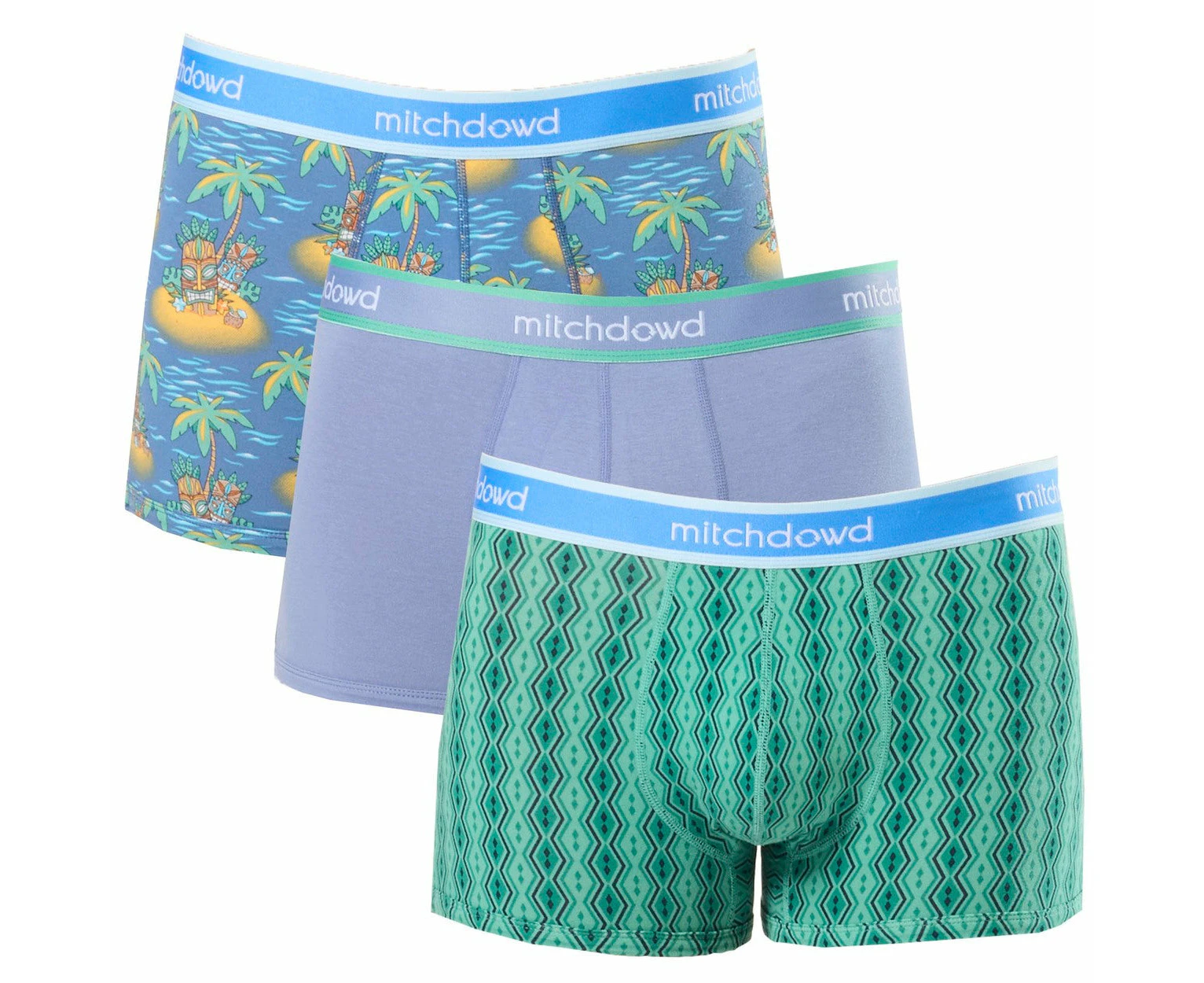 Mitch Dowd - Men's Tiki Islands Cotton Trunk 3 Pack - Denim