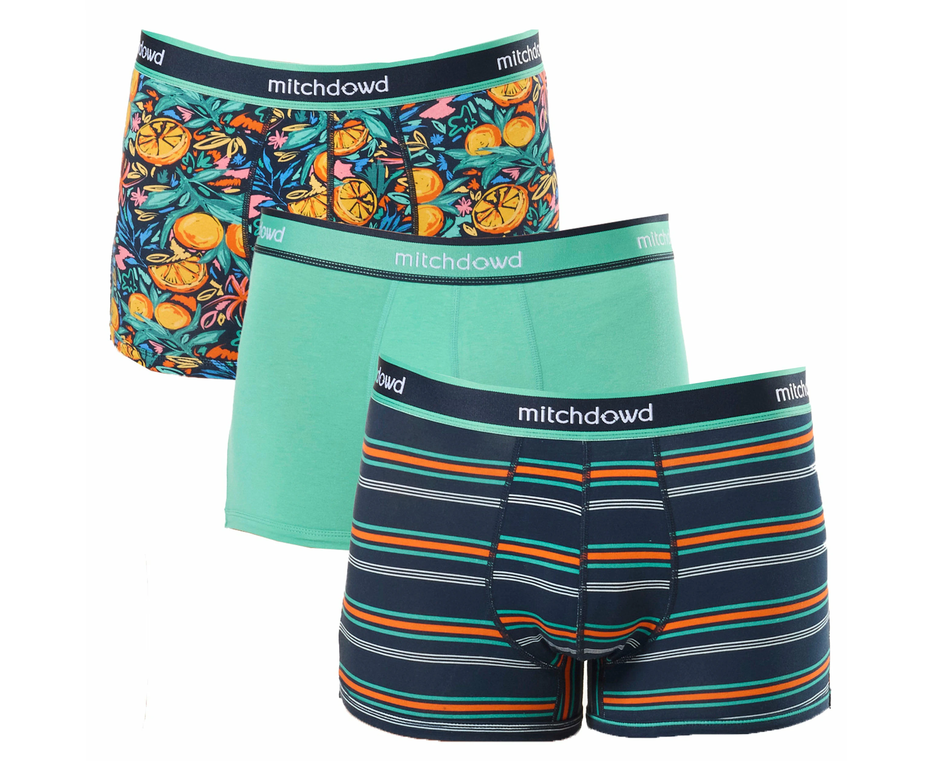 Mitch Dowd - Men's Leafy Fruits Cotton Trunk 3 Pack - Greens