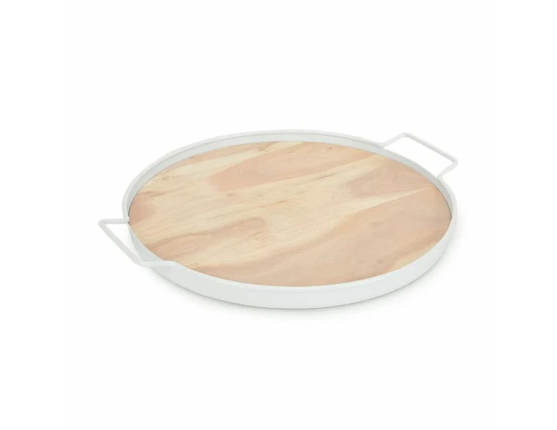 Metal & Acacia Wood Tray with Handles - Anko