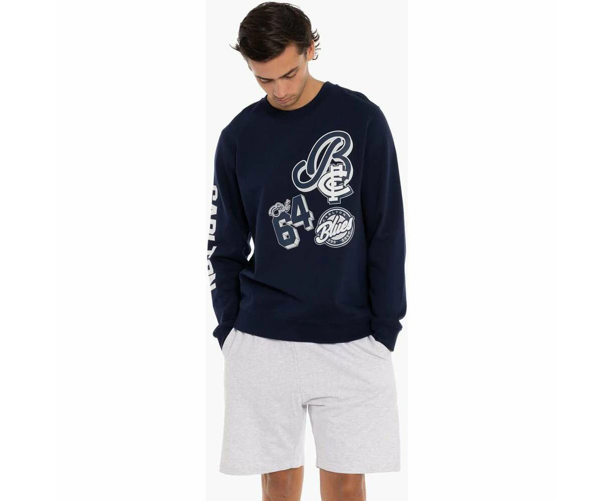 Carlton Blues Mens Patchwork Crew