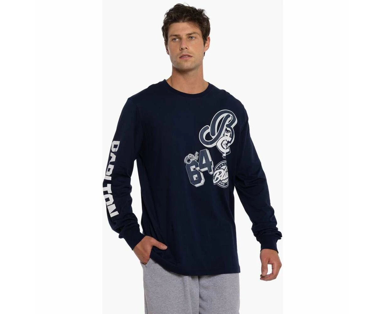 Carlton Blues Mens Patchwork Long Sleeve Tee