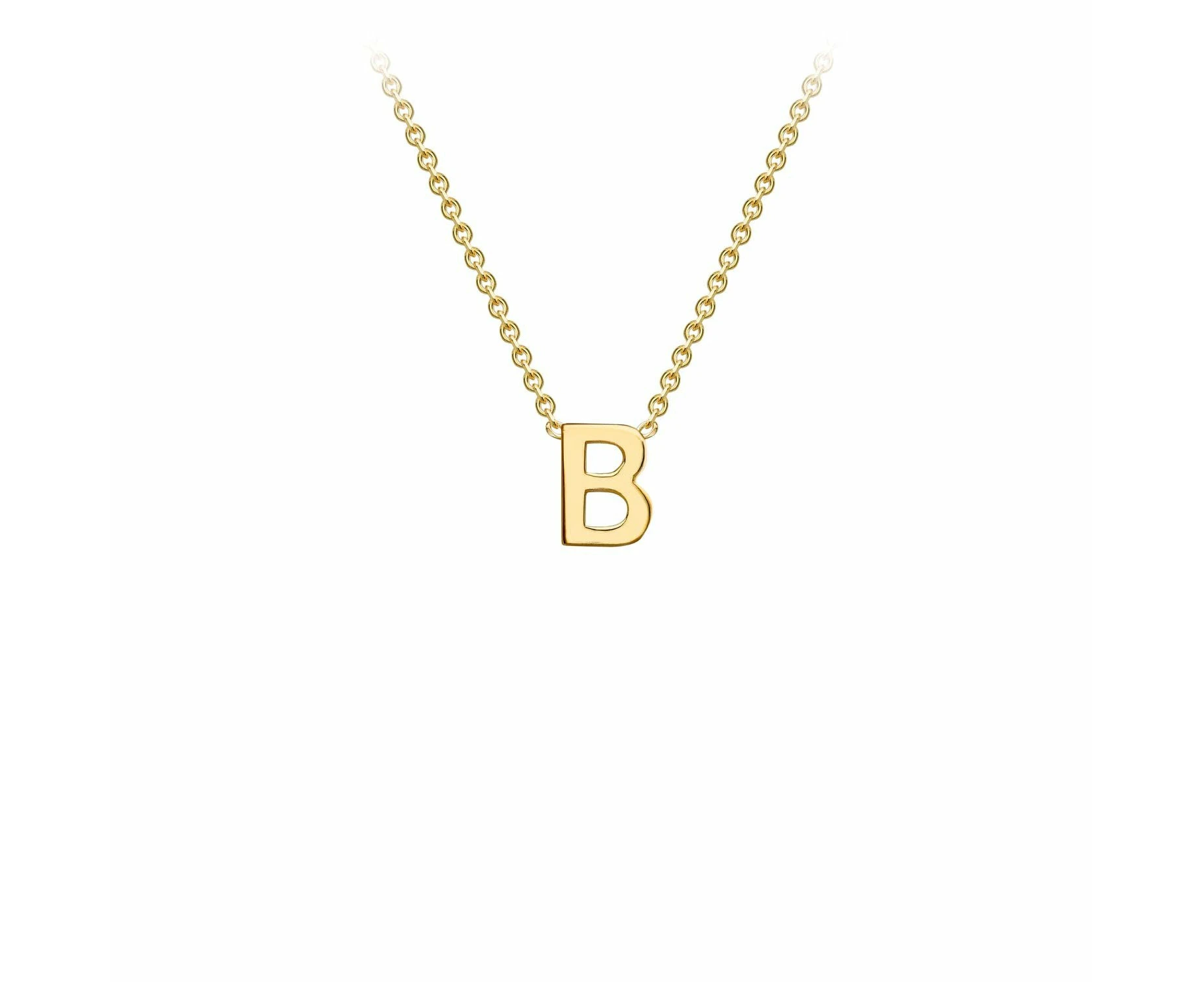 9K Yellow Gold 'B' Initial Adjustable Letter Necklace 38/43cm