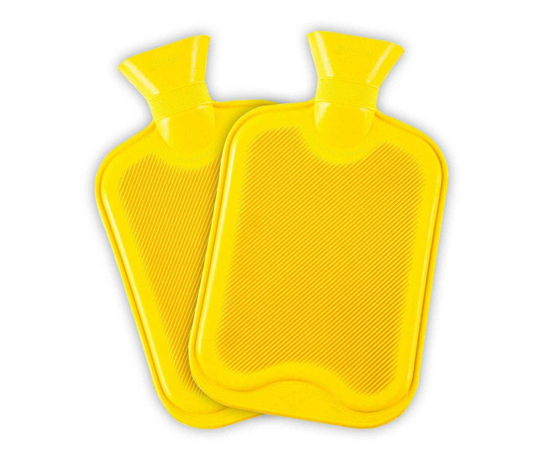 2pk Hot Water Bottle Various Colours Instant Warmth & Comfort 1.7L - Yellow