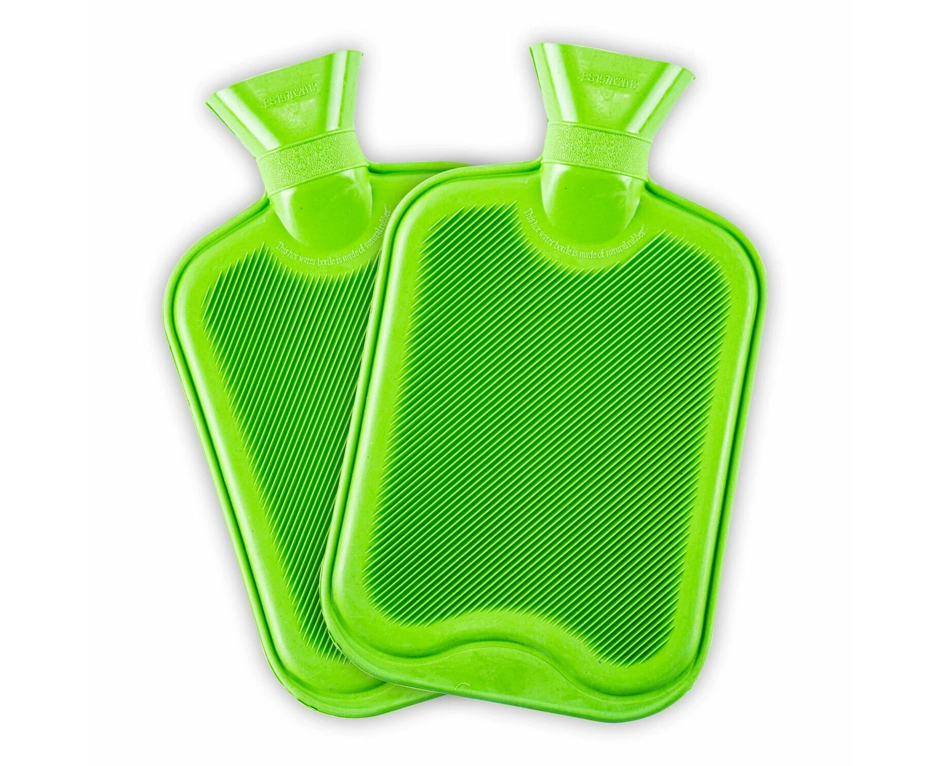 2pk Hot Water Bottle Various Colours Instant Warmth & Comfort 1.7L - Green