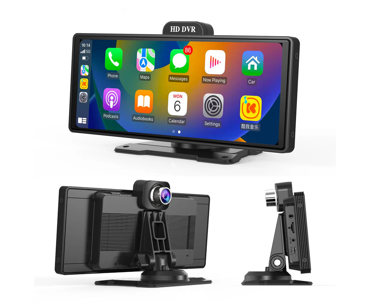 10.26 Inch 4K Portable Wireless Carplay Dual Car Recorder Dash Cam