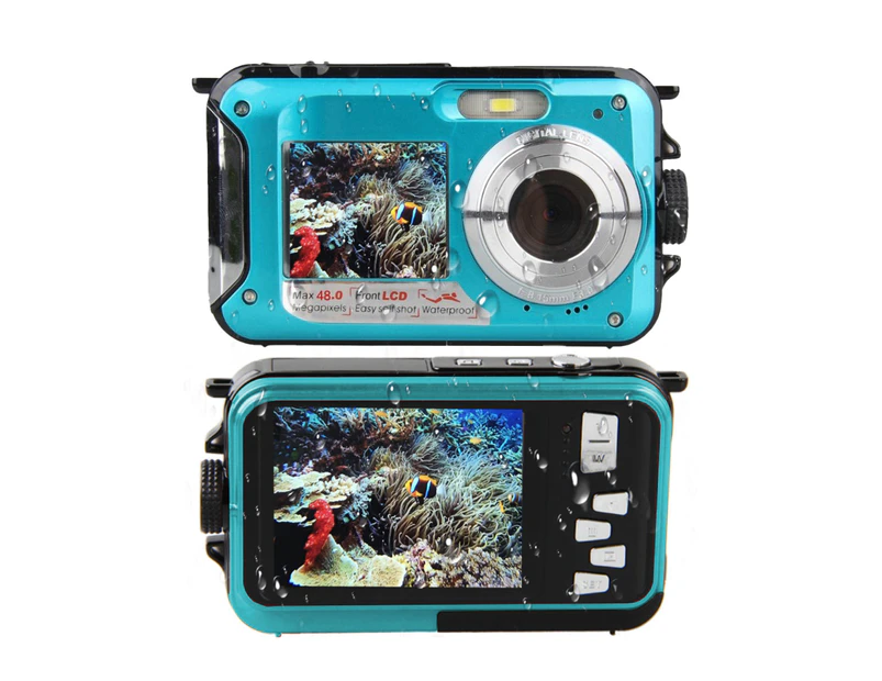 24MP Waterproof Digital Camera Underwater Camera for Snorkeling - Blue