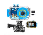 Kids Waterproof Camera Toys Outdoor Sports Camera with 32GB Memory Card - Blue