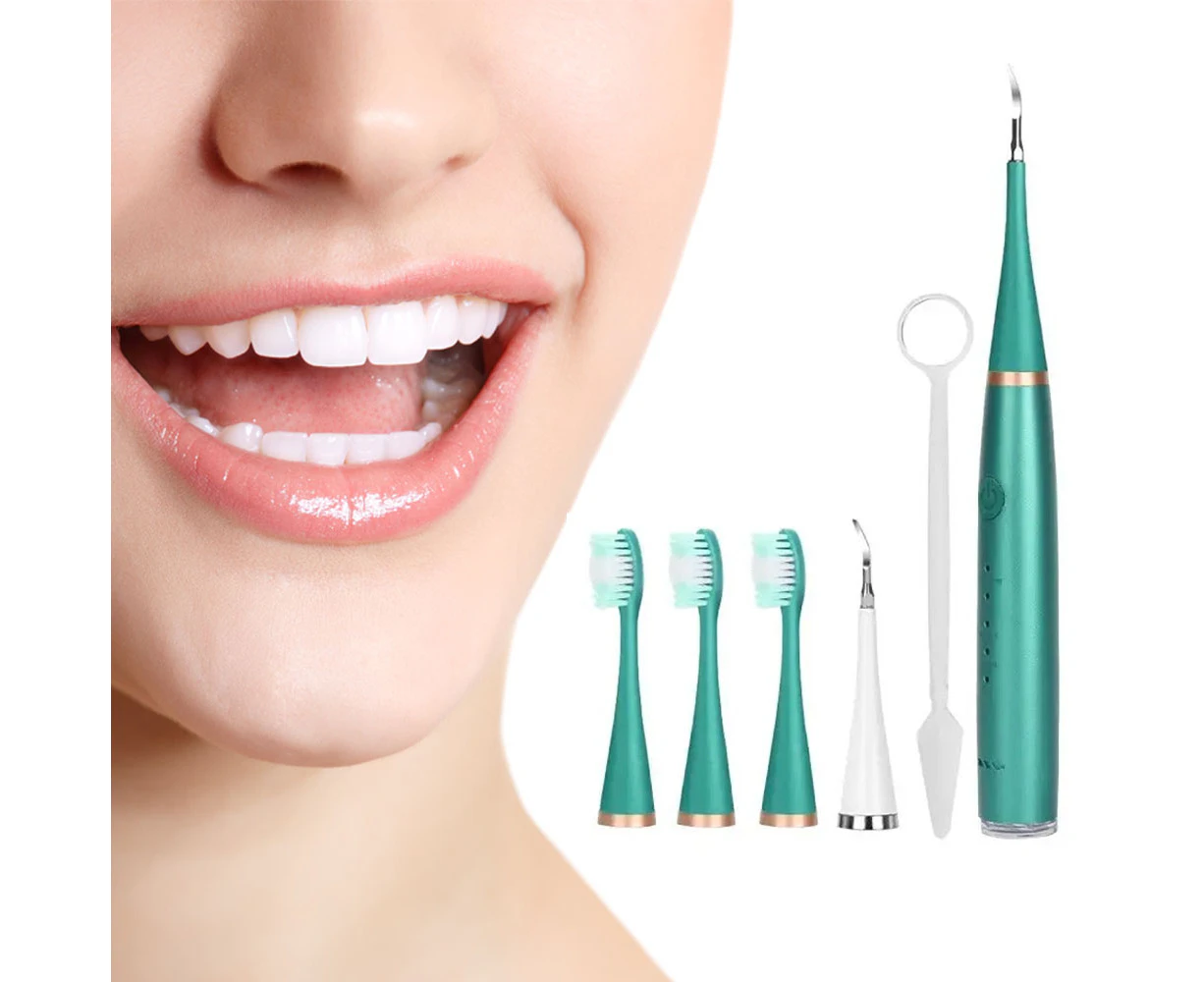 6 in 1 Electric Ultrasonic Calculus Remover Teeth Cleaner-Green