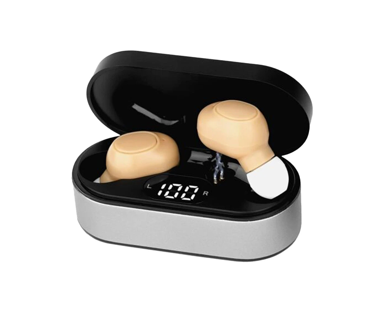 Rechargeable Hearing Aids In-Ear Enhancer Sound Voice Amplifier-Beige