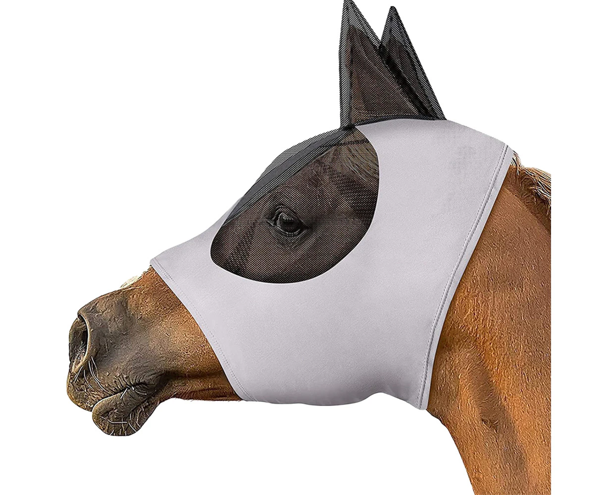 Horse Fly Mask with Ears - Grey