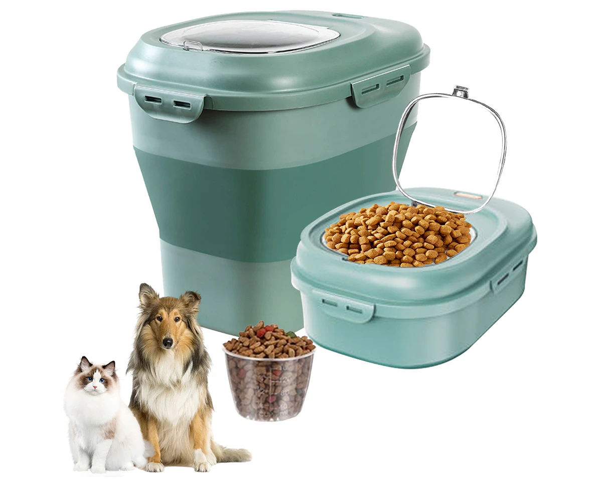 Collapsible Dog Pet Food Storage Container - Green