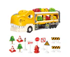 Foldable Dinosaur Truck Car Toys Set with Ejection Race Track - Yellow