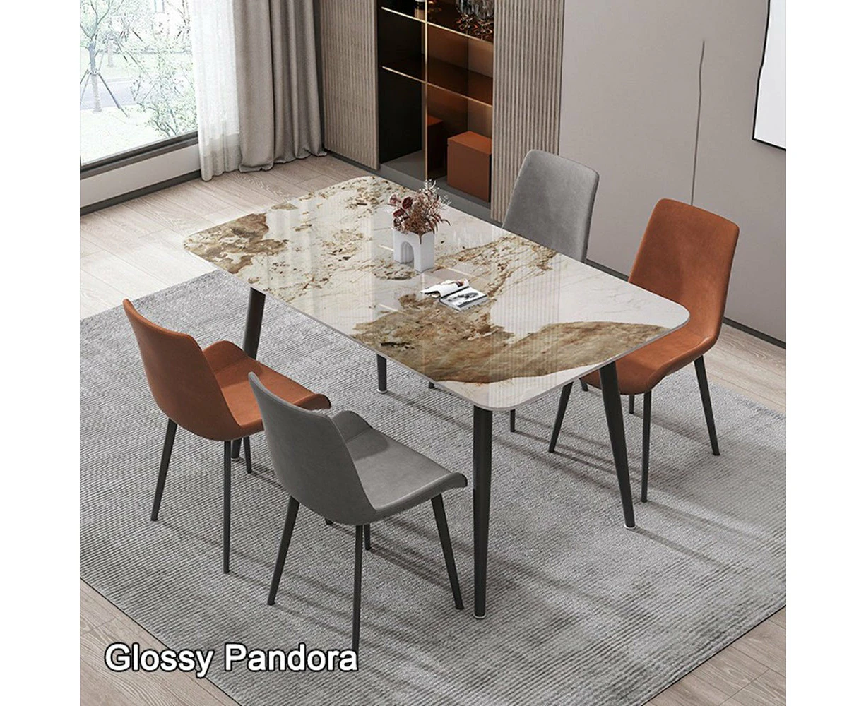 120x60cm Minimalist Slate Kitchen Dining Table Marble Lunch Dinner Table Solid Metal Legs - Glossy Pandora