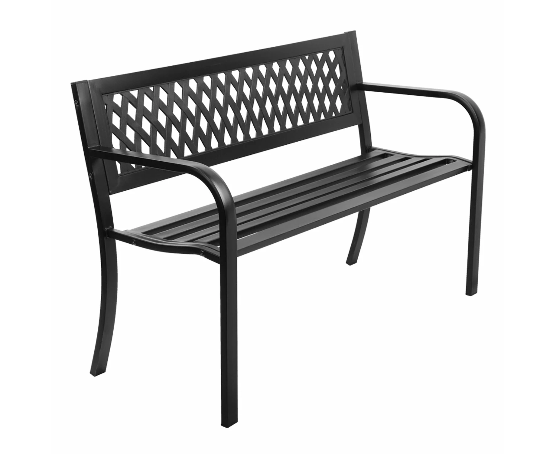 Steel Garden Bench 119cm x 53cm x 75cm - Black