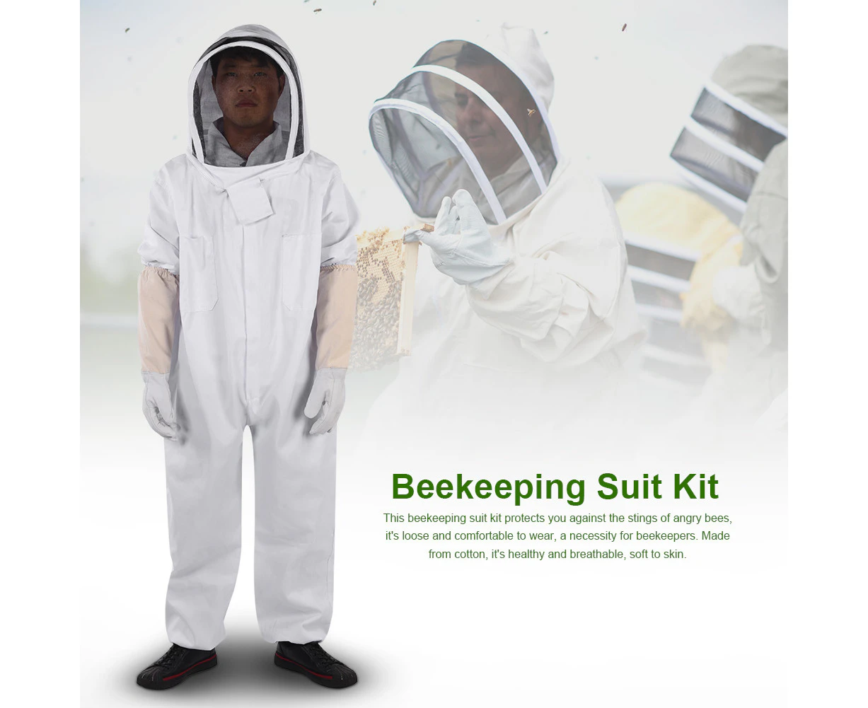 Professional Beekeeping Protective Suit Gloves Beekeeper Protect Equipment Jumpsuit (XXL)