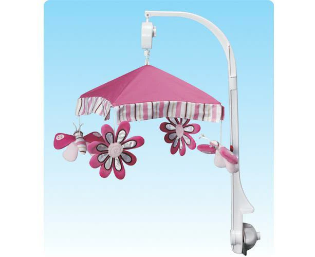 Musical Baby Cot Mobile Butterfly Pink