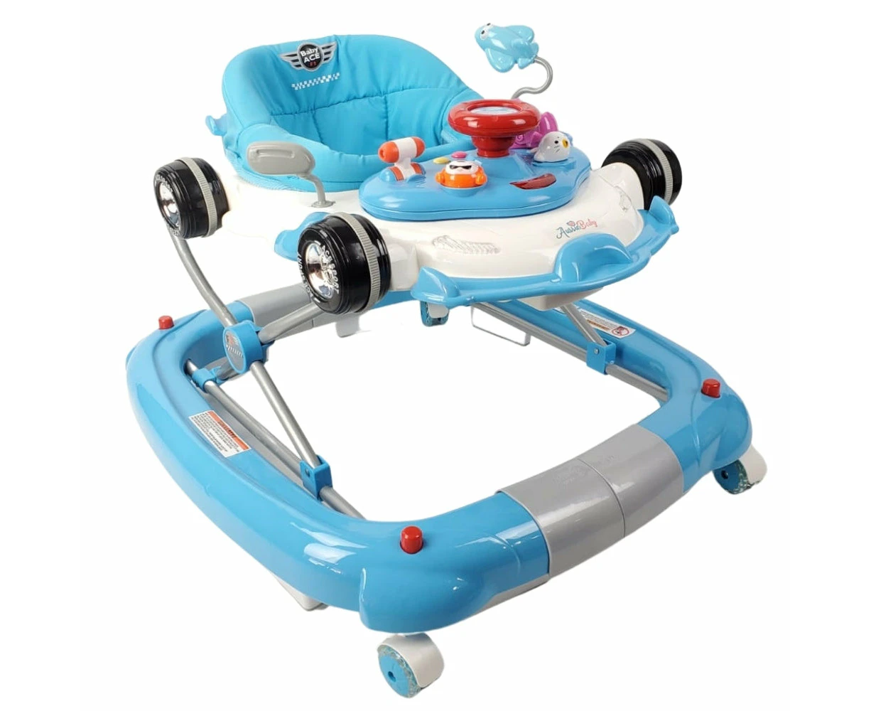 Racing Car 4 In 1 Baby Walker & Rocker Blue