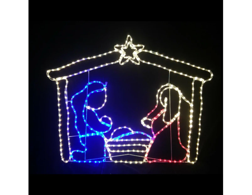 Christmas LED Motif Jesus Birth Mary Joseph in Stable Nativity Scene125x99cm Outdoor