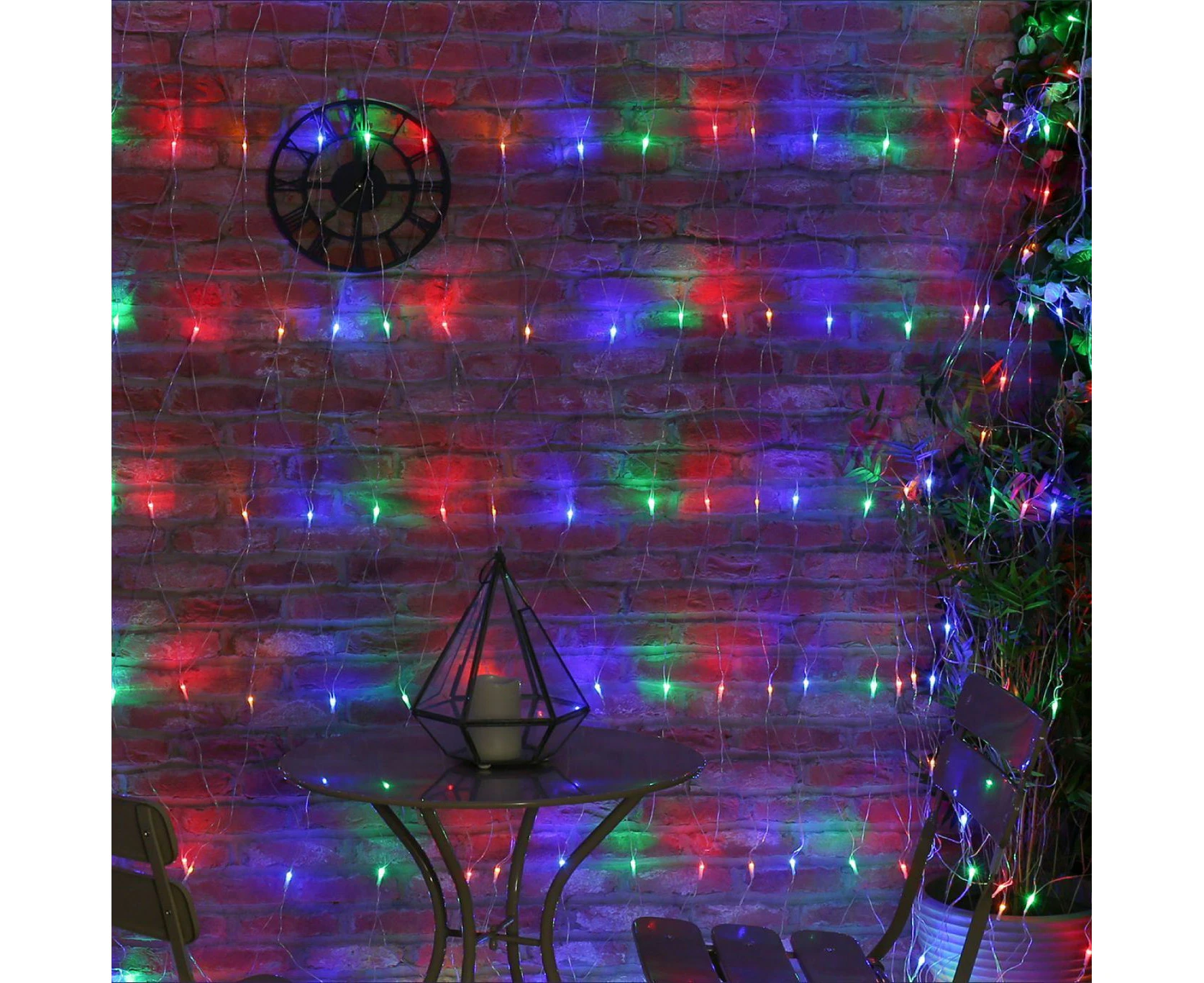 Christmas LED Net Lights Indoor & Outdoor Use 5x2.5m 8-Functions Decoration - Multi-Coloured