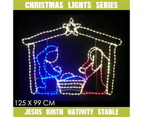 Christmas LED Motif Jesus Birth Mary Joseph in Stable Nativity Scene125x99cm Outdoor