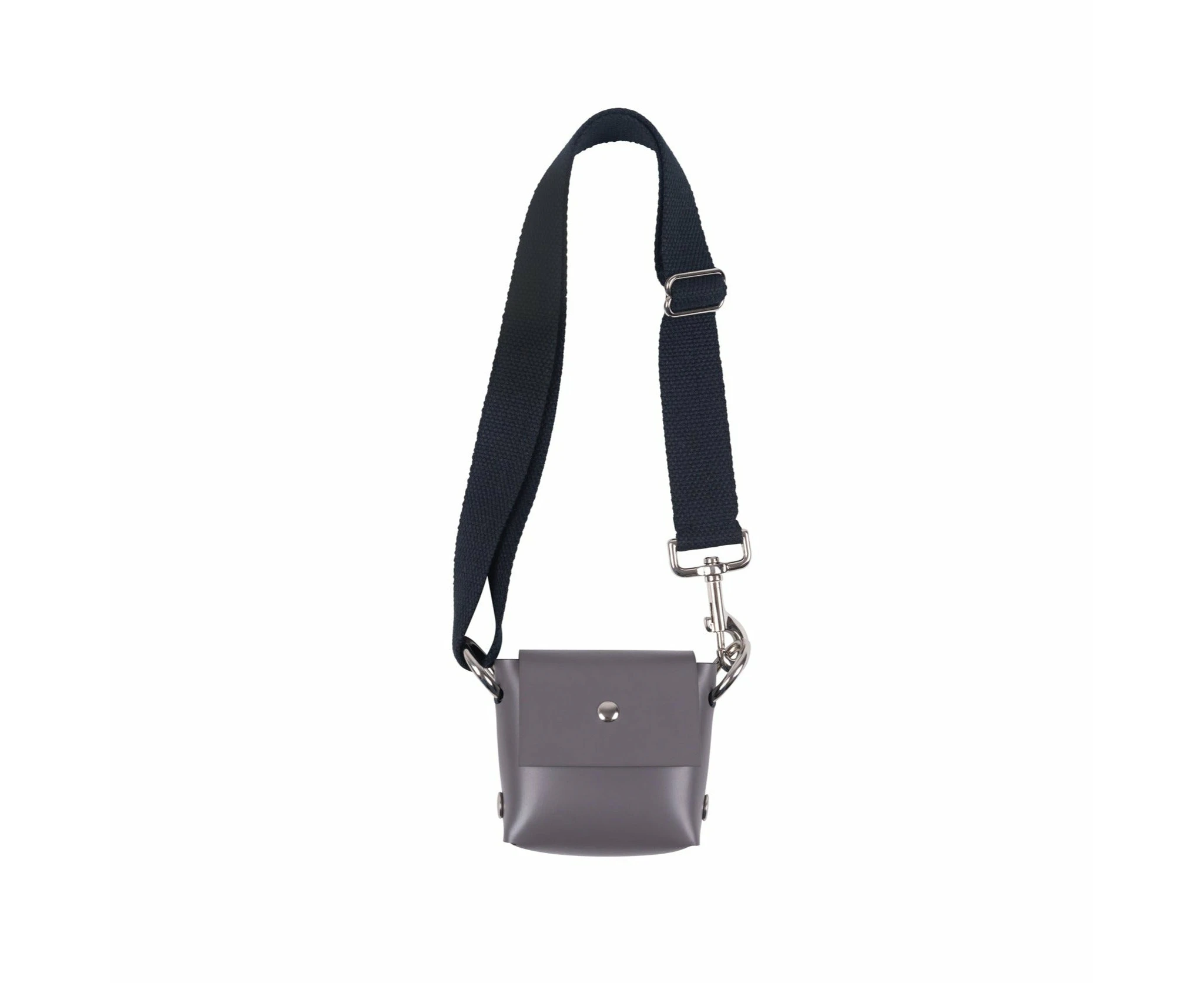 Katya Komarova Leather Mini Purse - Grey/Wide Black Strap