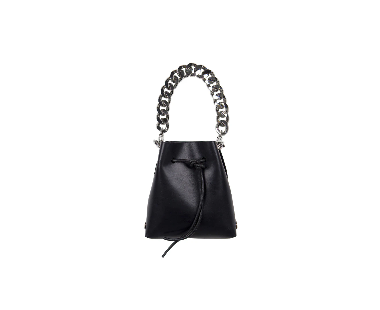 Katya Komarova Leather Bucket Bag w/Chain Handle - Black/Black