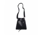 Katya Komarova Leather Bucket Bag w/Chain Handle - Black/Black