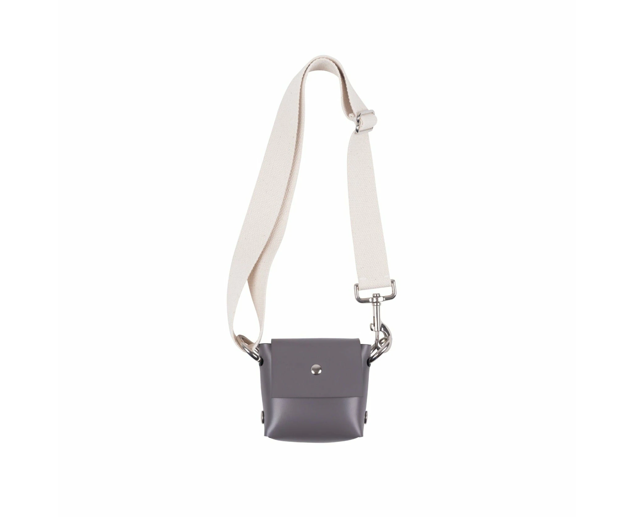 Katya Komarova Leather Mini Purse - Grey/Wide White Strap