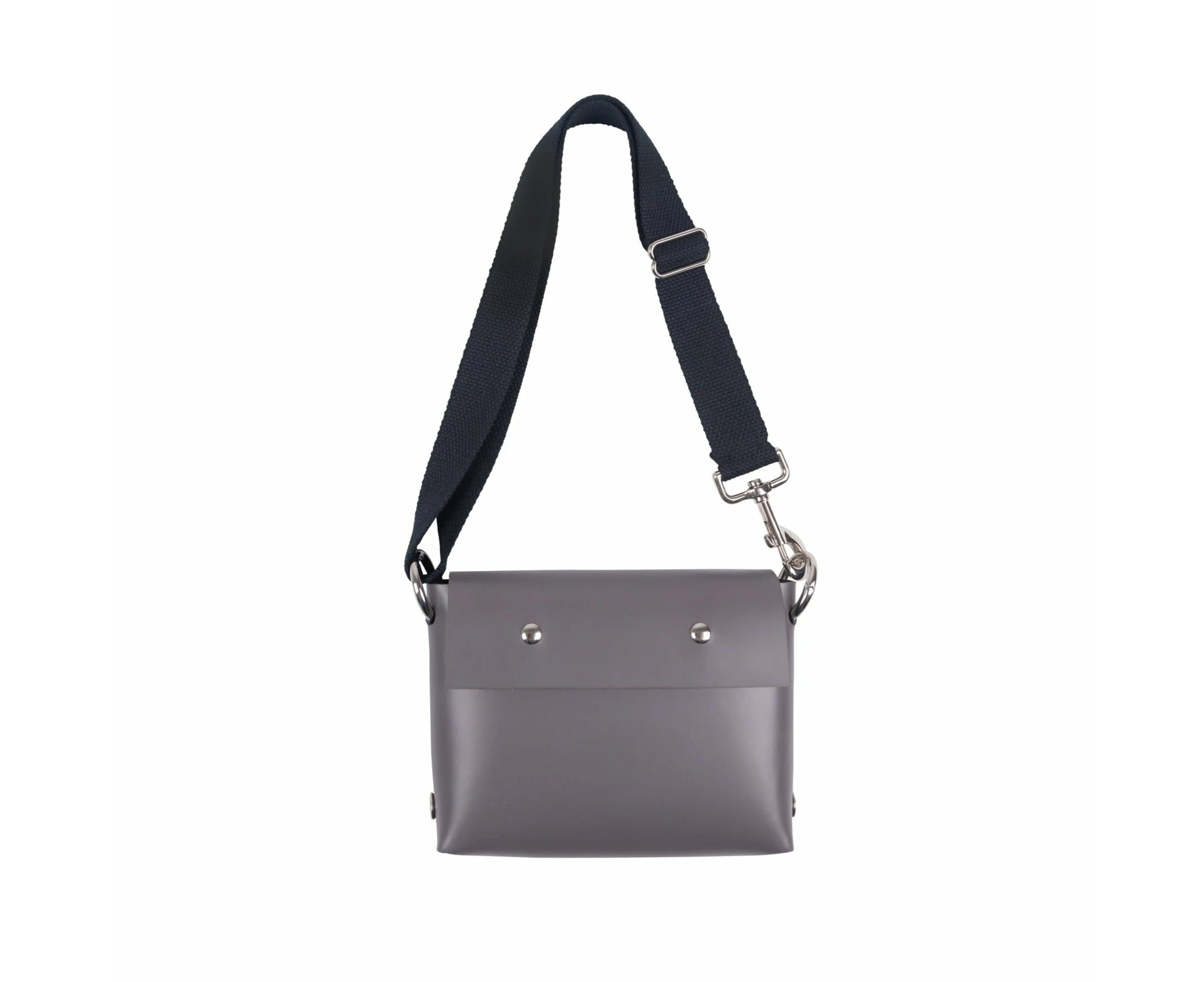 Katya Komarova Leather Crossbody Bag - Grey/Wide Black Strap