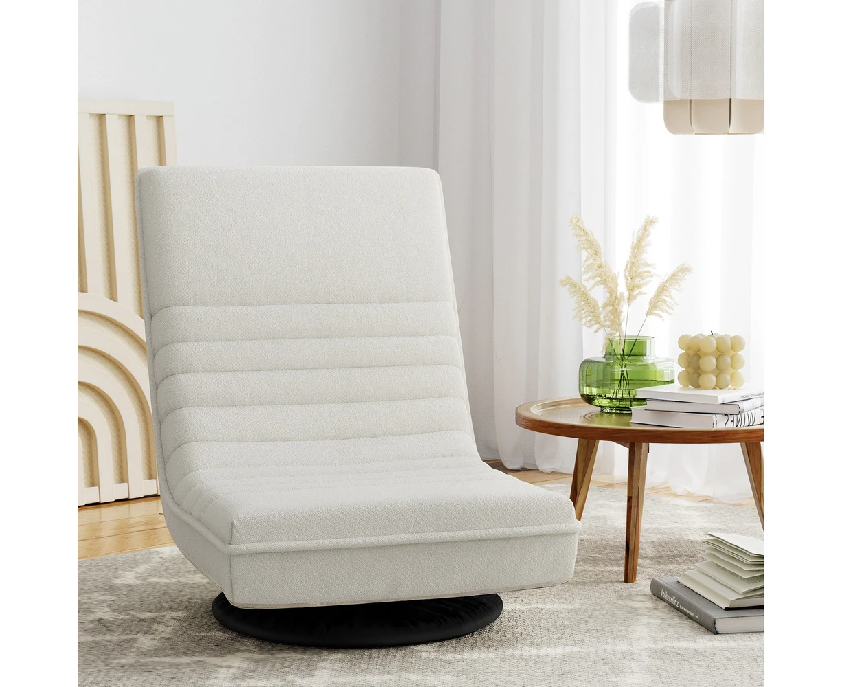 Artiss Floor Lounge Sofa Swivel Foldable Linen White