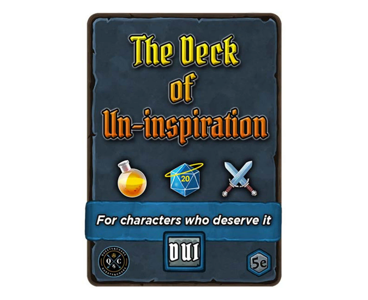 Quests & Chaos The Deck of Un-Inspiration Kids/Children Card Game 2-5 Player 15+