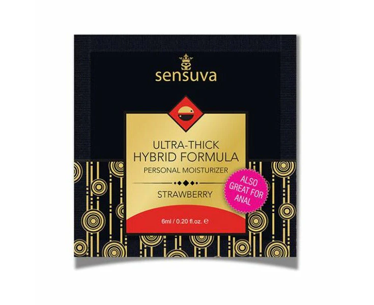 Sensuva Ultra Thick Hybrid Personal Moisturizer Strawberry Flavor, 6ml Single Use Packet, Gender Neutral Lubricant For Enhanced Anal Pleasure