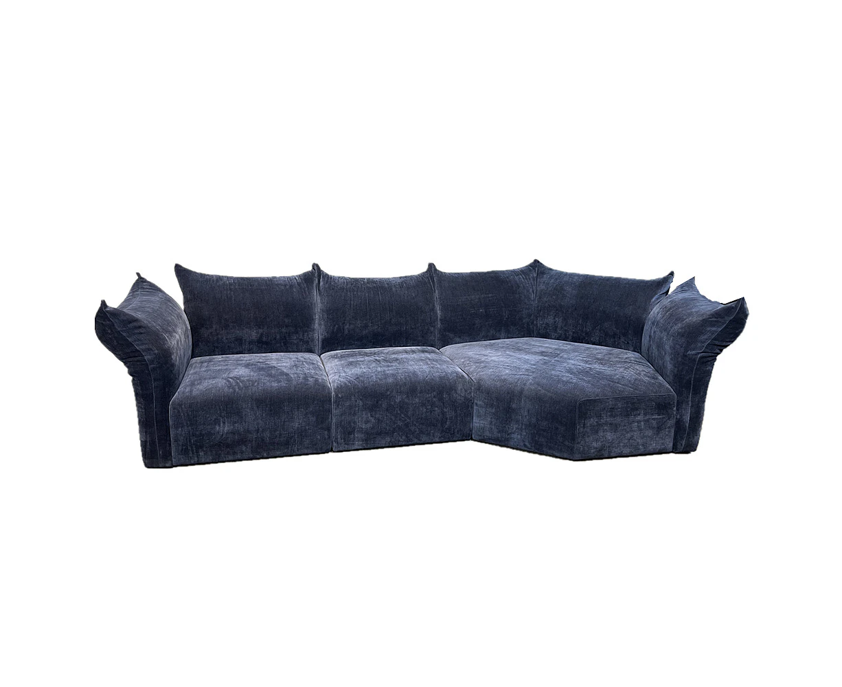 Blue Flower Designed Luxury Interior Couch Modular Sofa