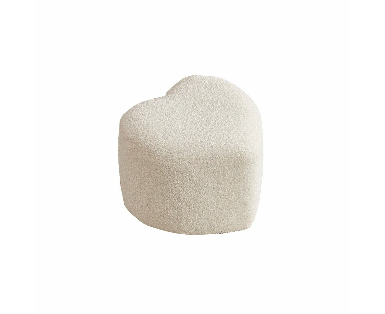 Heart Shaped Teddy Wool Ottoman In Multi-Colors