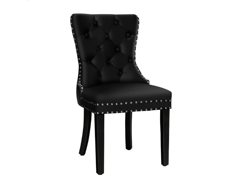 ALFORDSON 2x Dining Chairs Kitchen Lounge Padded Diamond Tufted PU Leather Black