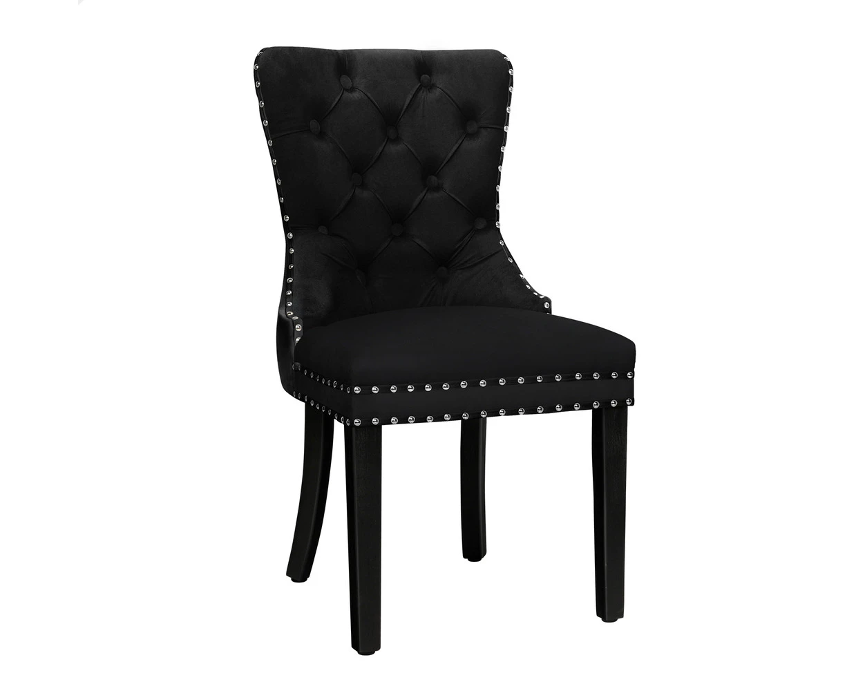 ALFORDSON 2x Dining Chairs Kitchen Lounge Padded Diamond Tufted Velvet Black