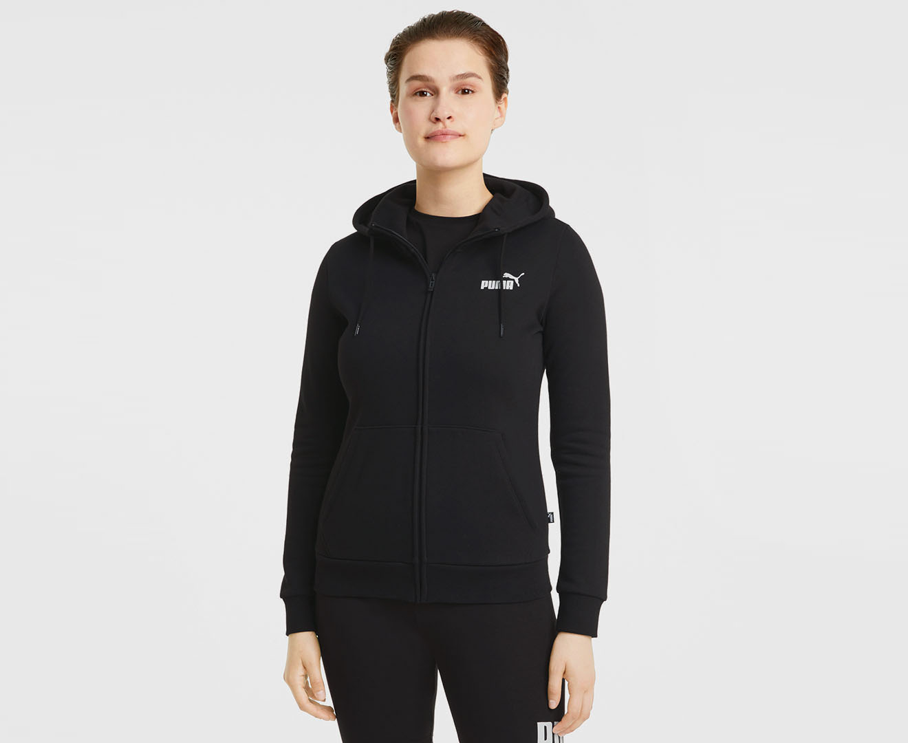 Puma Women s Essentials Small Logo Full Zip Fleece Hoodie Black Catch