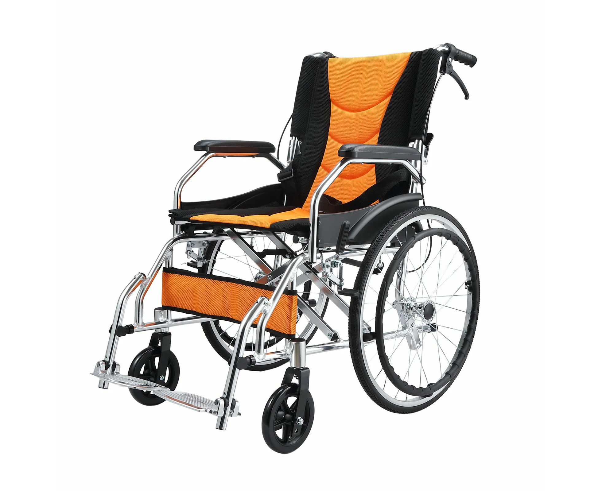 Mobility Wheelchair 20Inch Folding Lightweight Aluminium Medical Aid Equipment Portable Transport Travel Handbrakes